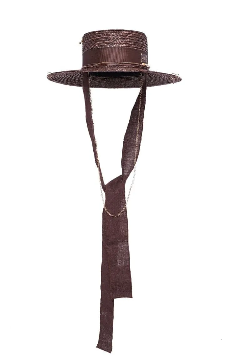 Hats<CULT MIA CANOTIER WOVEN HAT Brown