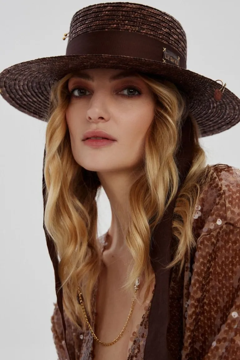 Hats<CULT MIA CANOTIER WOVEN HAT Brown
