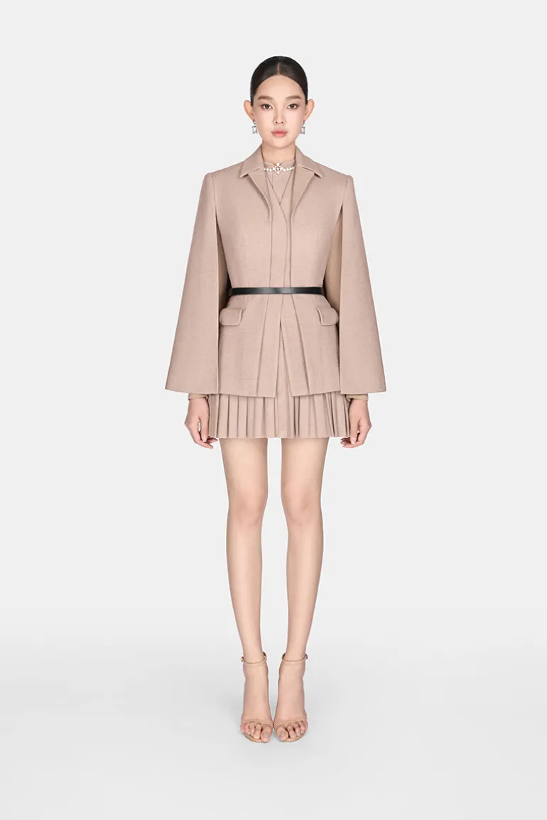 Outfit Sets<CULT MIA CAPE BLAZER WITH SMOCKED MINI DRESS Brown