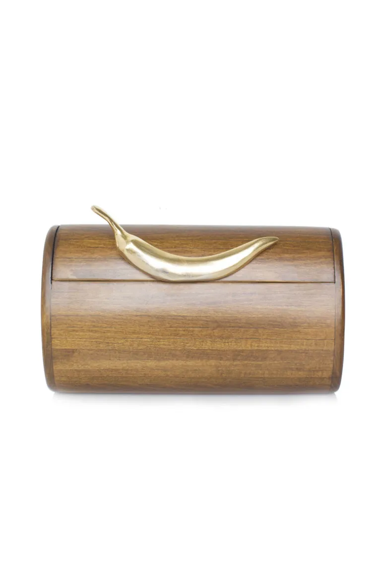 Clutch Bags<CULT MIA CHILI WOOD CHEST CLUTCH Brown