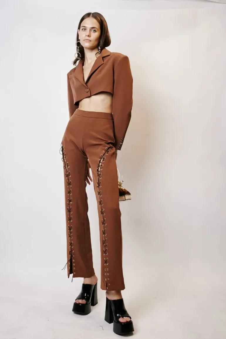 Blazers<CULT MIA CROPPED BLAZER Brown