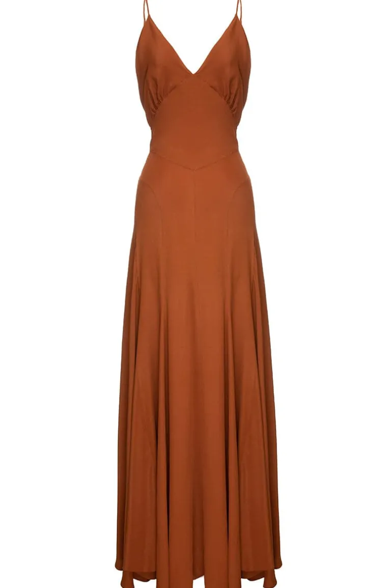 Dresses<CULT MIA V-NECK MAXI DRESS Brown