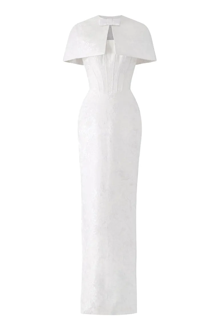 Dresses | Gowns<CULT MIA BUSTIER GOWN WITH MINI CAPE White