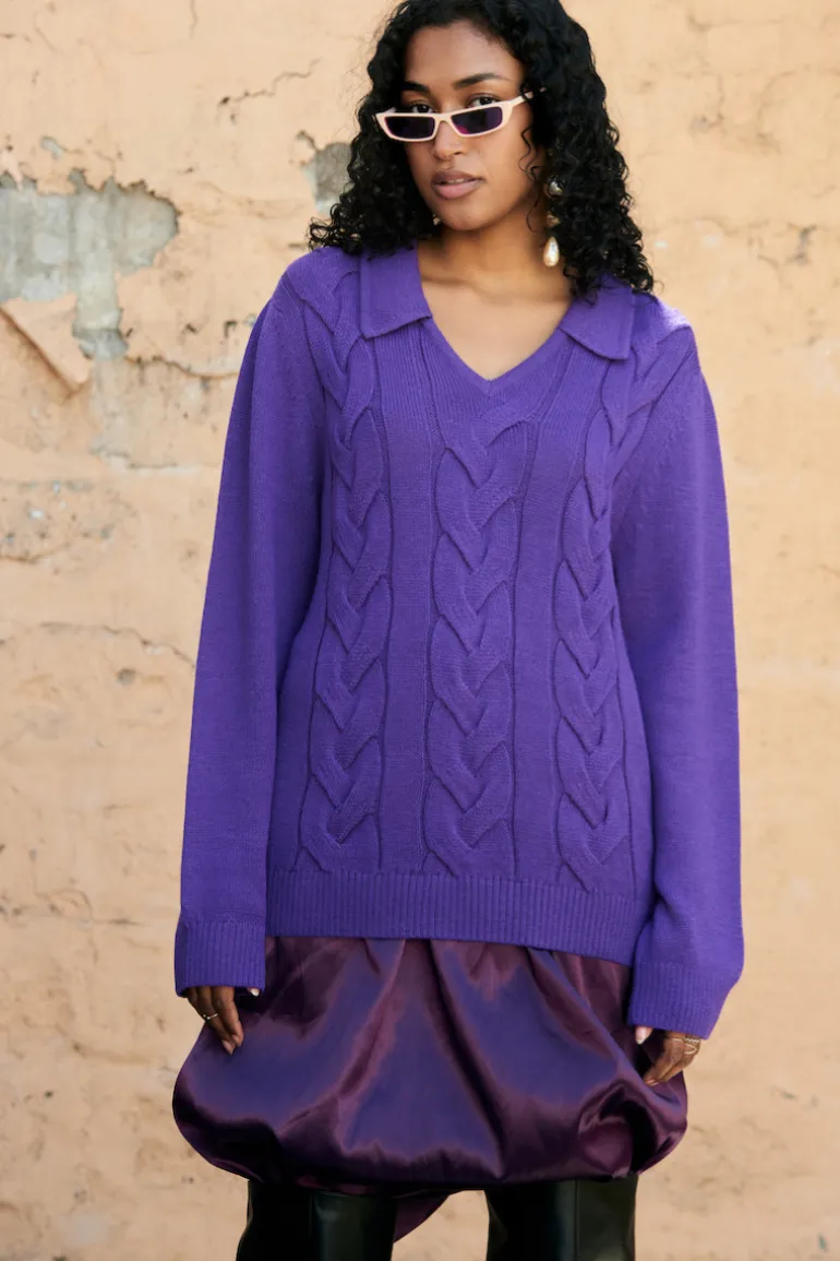 Knitwear<CULT MIA CABLES KNITTED JUMPER Purple
