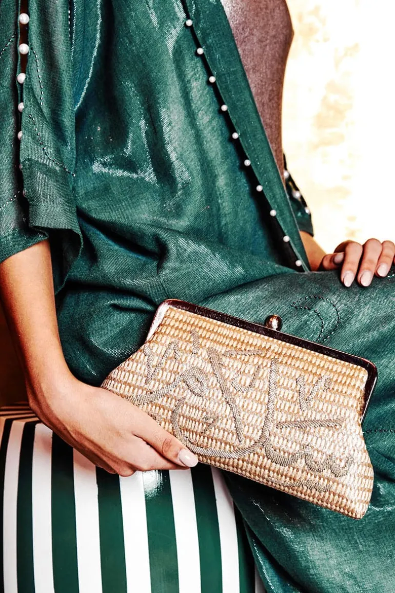 Clutch Bags<CULT MIA CALLIGRAPHY SALAM CLASSIC CLUTCH Silver