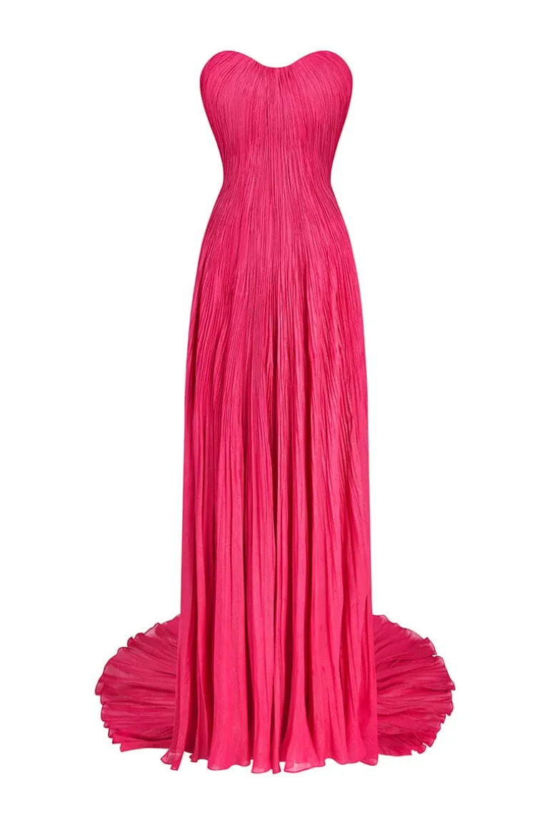 Dresses | Gowns<CULT MIA CAMELLIA OFF-SHOULDER PLEATED GOWN Pink