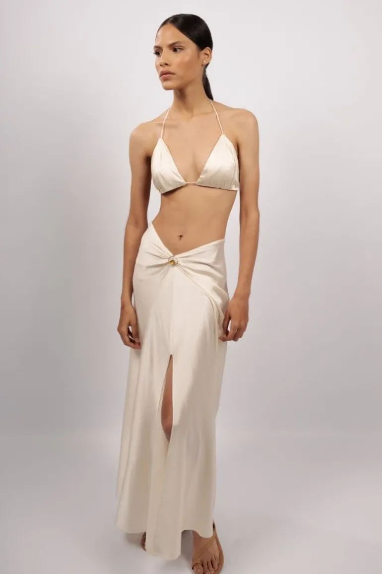 Skirts<CULT MIA CAMILA SILK MAXI SKIRT Off White