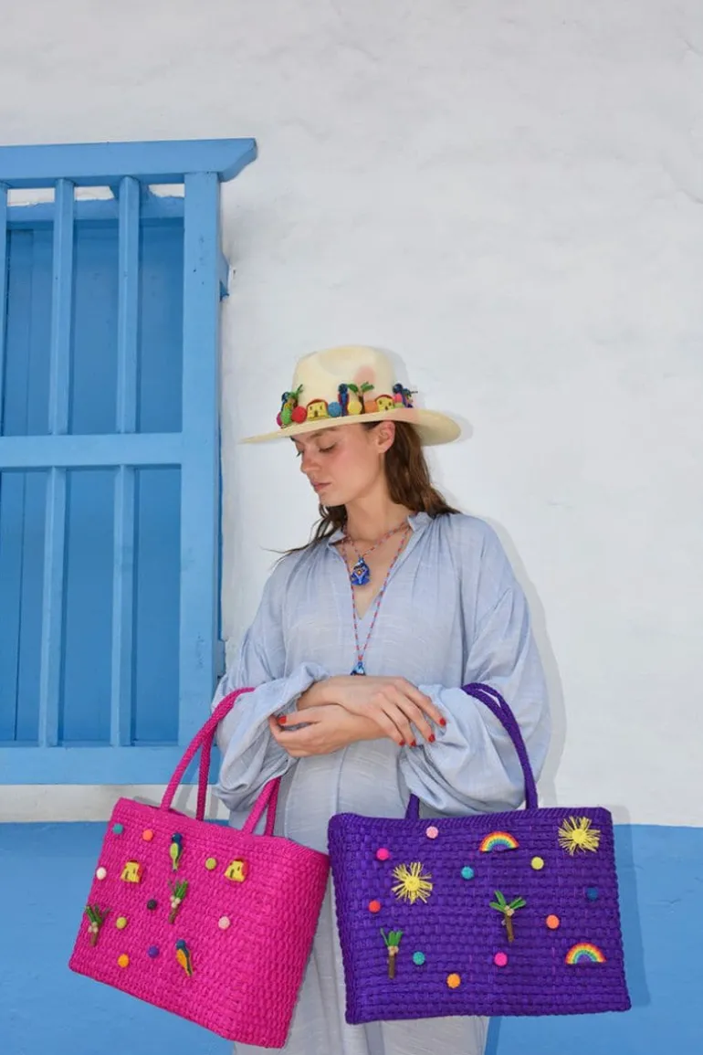 Shoulder Bags<CULT MIA CANASTO PINK PAJARITA TOTE BAG Hot Pink