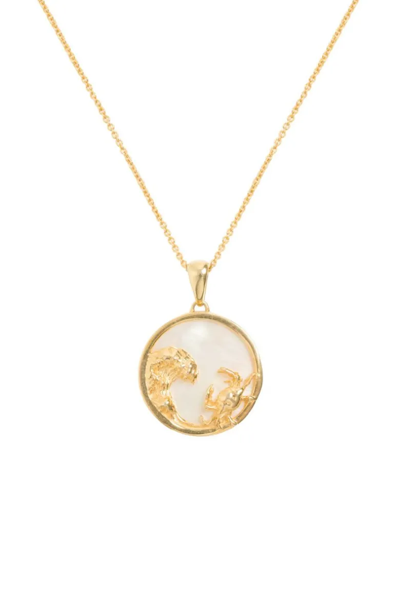 Necklaces<CULT MIA CANCER 18CT GOLD PLATED ZODIAC NECKLACE Gold & White