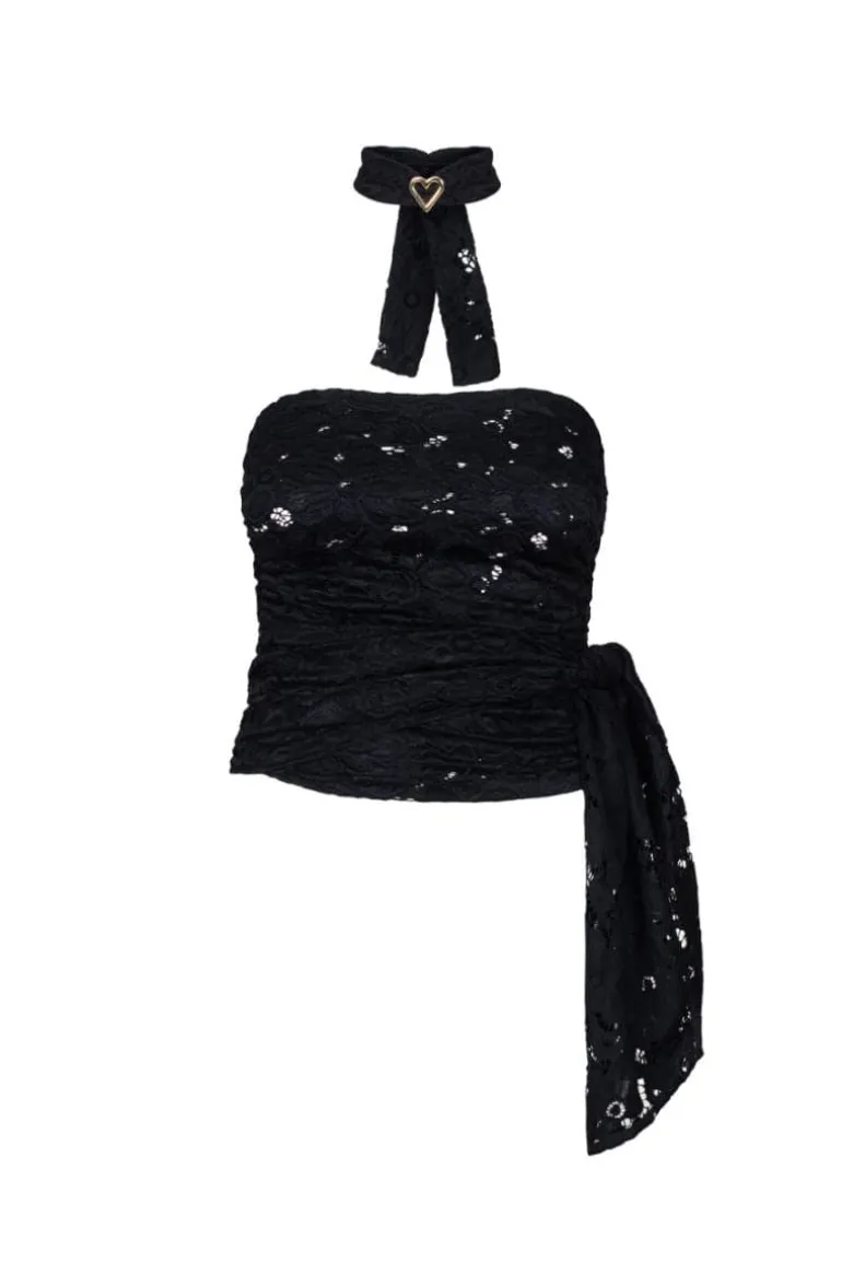 Tops<CULT MIA CANTU LACE TOP Black