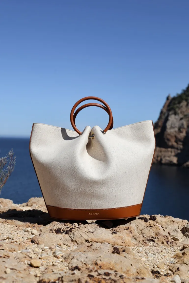 Top Handle Bags<CULT MIA CAPAZO LINEN TOP HANDLE BAG Caramel Linen