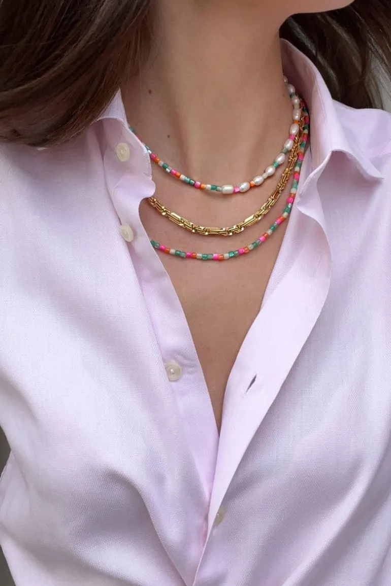 Necklaces<CULT MIA CAPRI CHOCKER GOLD SHELL NECKLACE Multicolor