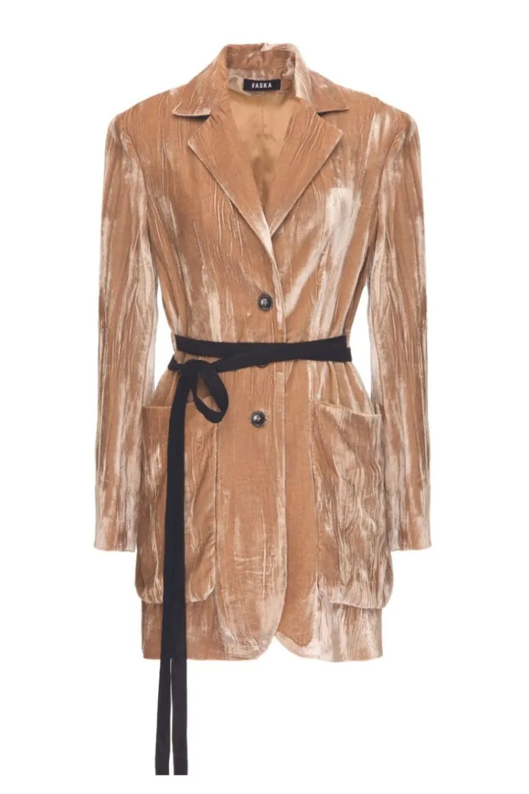 Jackets<CULT MIA TAILORED SILK VELVET JACKET Caramel