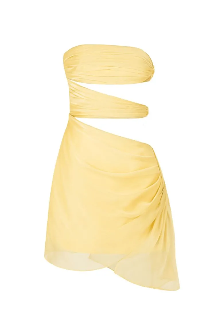 Dresses | Mini Dresses<CULT MIA 3 CARATS SIDE CHIFFON MINI DRESS IN Citrine Yellow