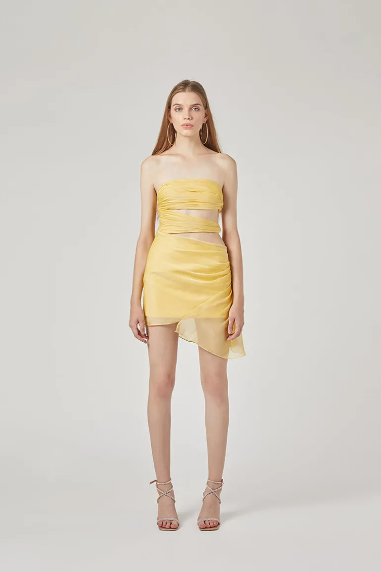 Dresses | Mini Dresses<CULT MIA 3 CARATS SIDE CHIFFON MINI DRESS IN Citrine Yellow