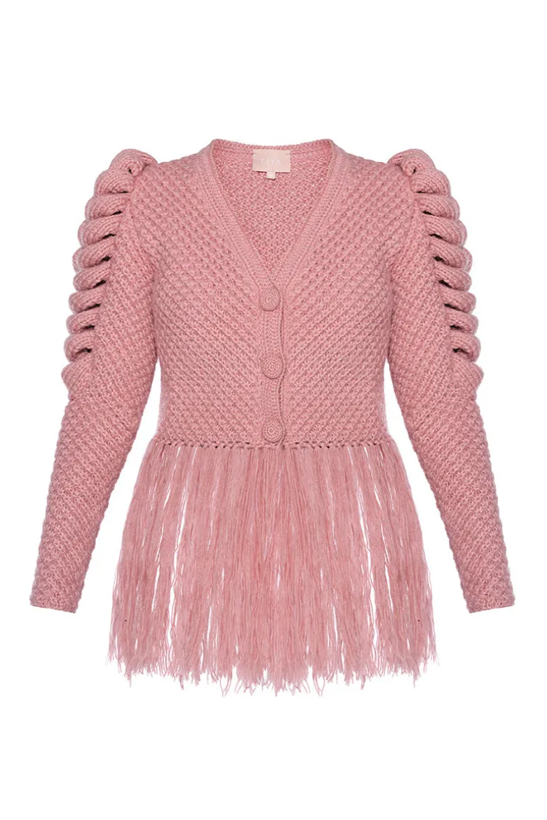 Knitwear<CULT MIA CARDIGAN WITH FRINGES IN Pink