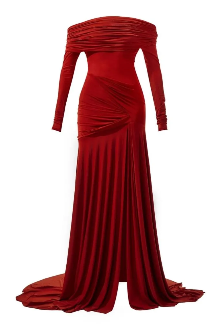 Dresses | Gowns<CULT MIA CARLA DRAPED GOWN Maroon