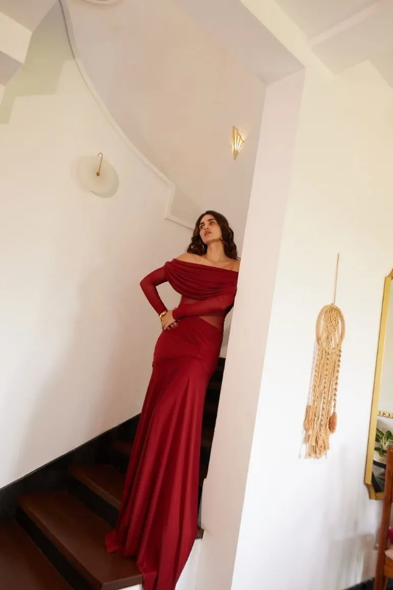 Dresses | Gowns<CULT MIA CARLA DRAPED GOWN Maroon