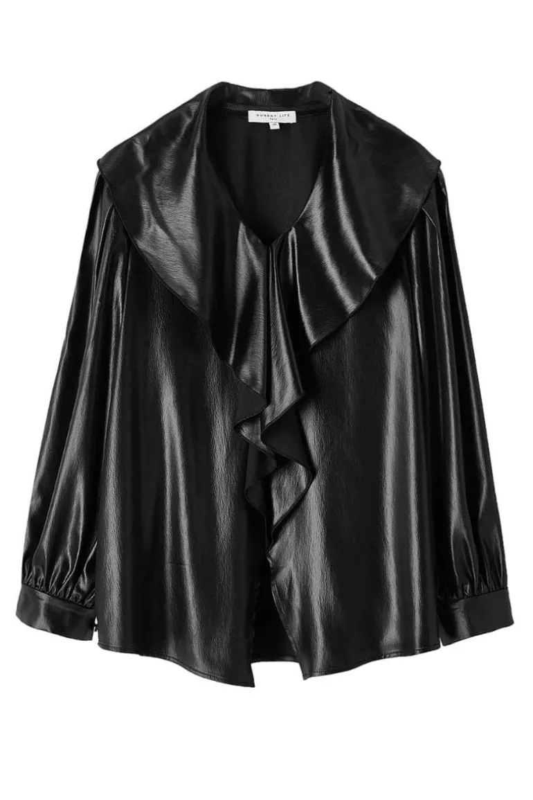 Tops<CULT MIA CARLYNE SHINEY TOP Black