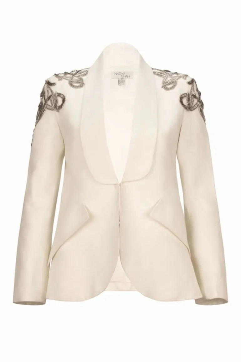 Blazers<CULT MIA CARMEN EMBELLISHED BLAZER Cream
