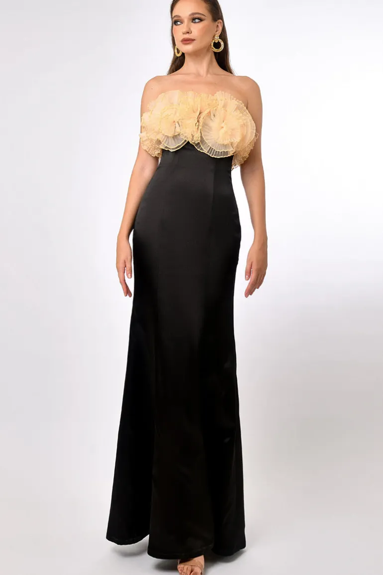 Dresses | Gowns<CULT MIA CARMILLA ROSETTE FISHTAIL GOWN Black/Nude