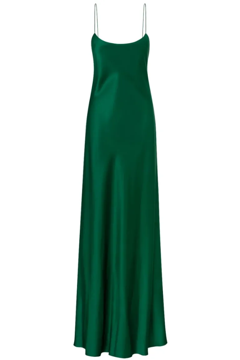Dresses<CULT MIA CAROLYN SCOOP-NECK SILK SATIN MAXI DRESS Emerald