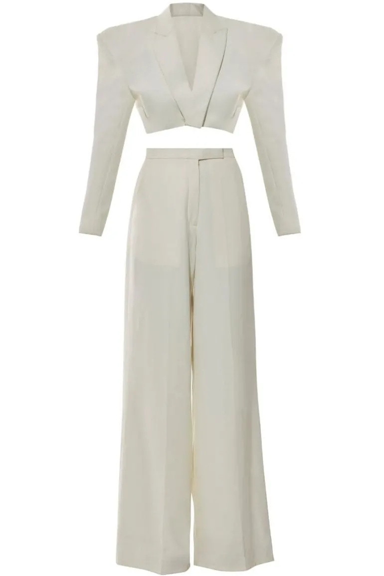 Outfit Sets<CULT MIA CARRIE CROPPED BLAZER AND PANTS SET Off White