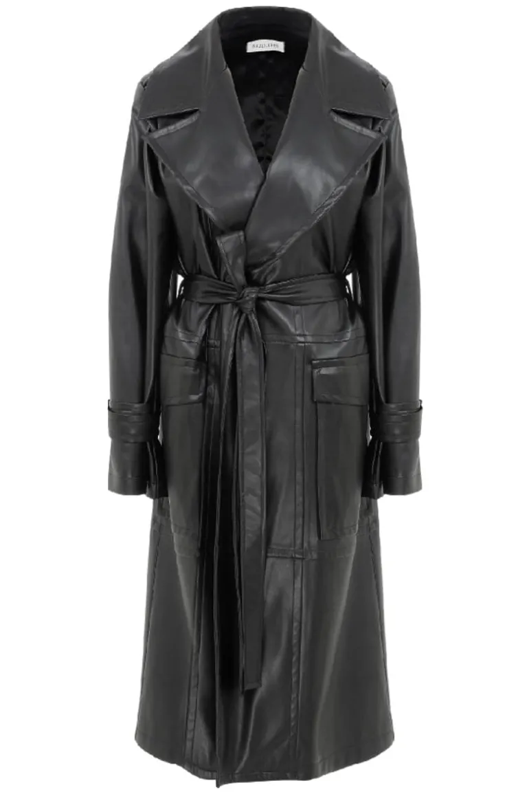 Coats<CULT MIA CECILE VEGAN LEATHER TRENCH COAT Noir