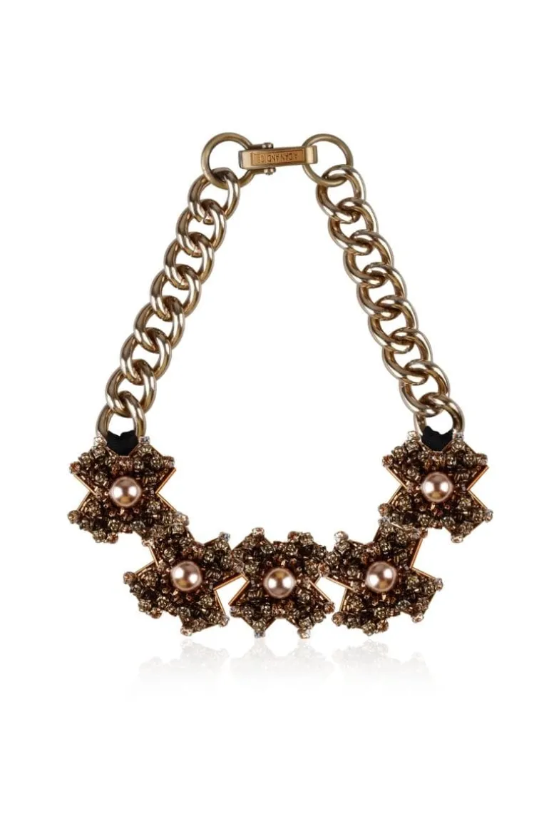 Necklaces<CULT MIA CELLIE SWAROVSKI PEARLS AND CRYSTAL NECKLACE Gold