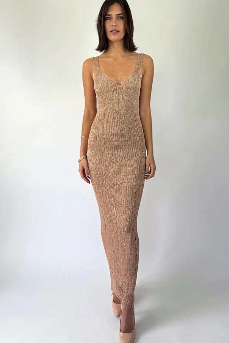 Dresses<CULT MIA CHAIN TANK GOWN WITH SLIP Rose Gold
