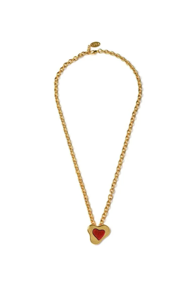 Necklaces<CULT MIA CHAIN WITH LOVE PINK PENDANT NECKLACE Gold Plated