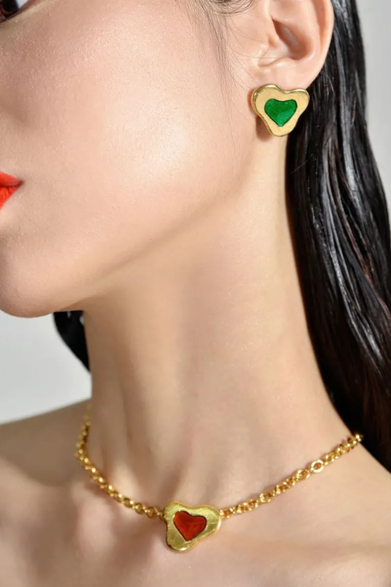 Necklaces<CULT MIA CHAIN WITH LOVE PINK PENDANT NECKLACE Gold Plated