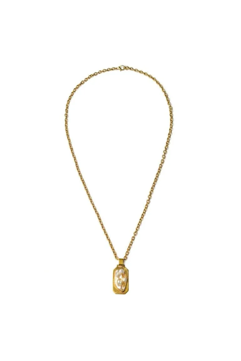Necklaces<CULT MIA CHAIN WITH PEARL PENDANT NECKLACE Gold Plated