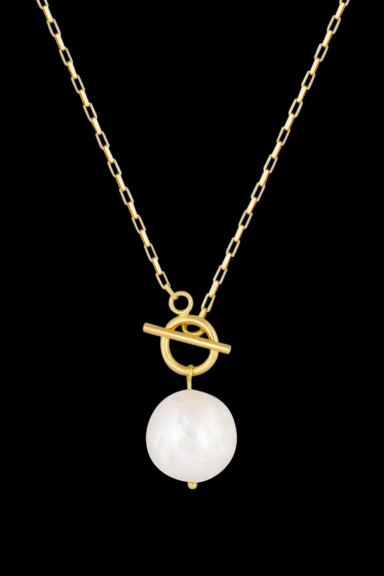 Necklaces<CULT MIA CHANTRA PEARL CHAIN NECKLACE Sterling Silver with Yellow Gold Vermeil