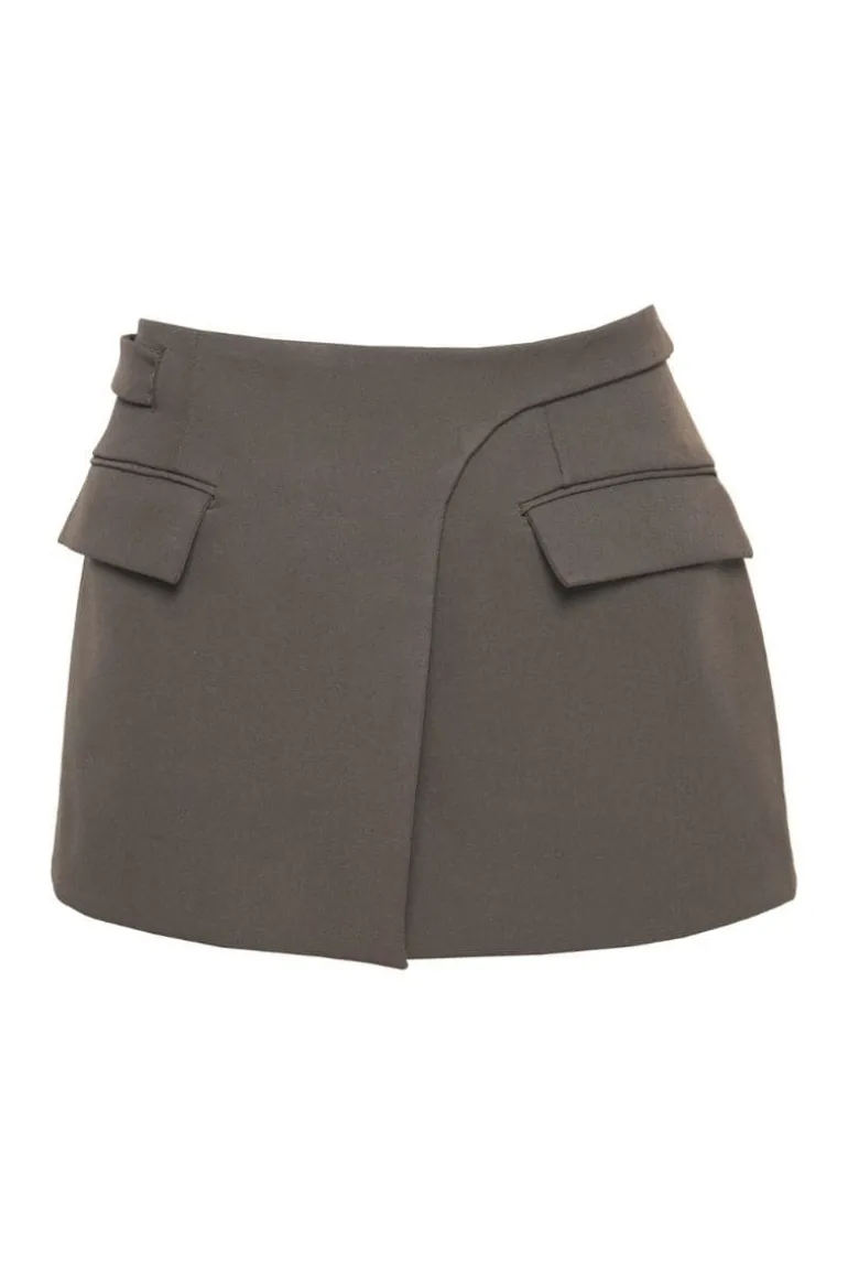 Skirts<CULT MIA CHARCOAL DOUBLE LAYERED MINI SKIRT Cedar