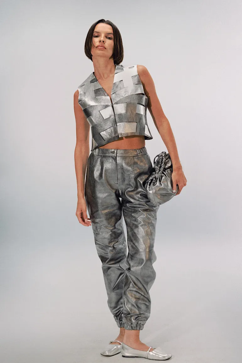 Clutch Bags<CULT MIA CHARLIE LEATHER BAG IN Washed Silver
