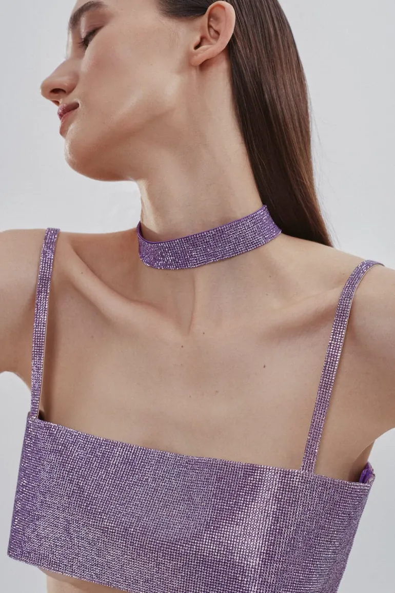 Necklaces<CULT MIA CHARLOTTE CRYSTAL-EMBELLISHED CHOKER Lilac Purple