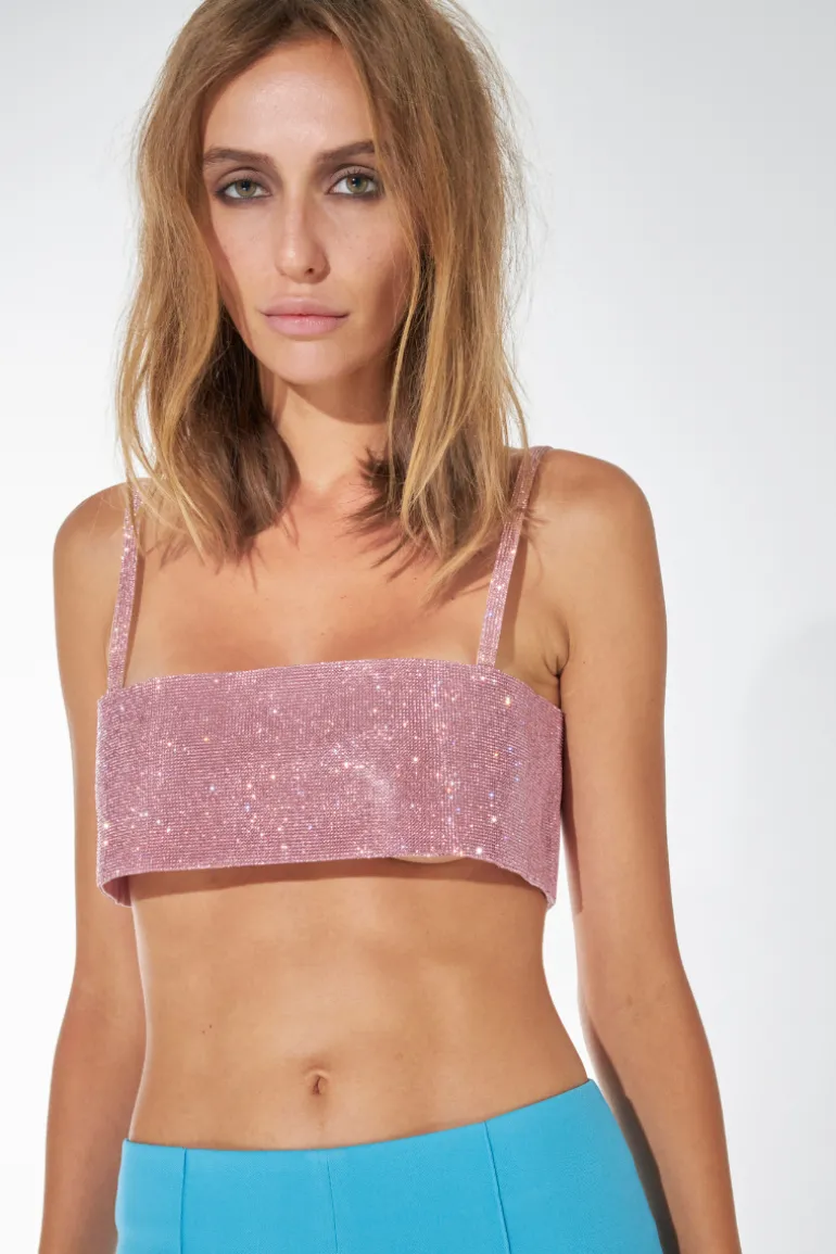 Tops<CULT MIA CHARLOTTE ROSE QUARTZ CRYSTAL TOP Blossom Pink