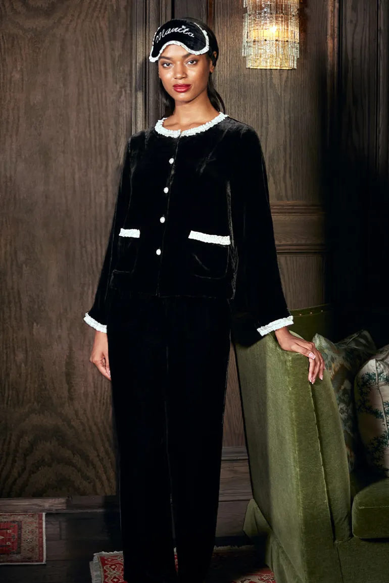 Sleep & Loungewear<CULT MIA CHARLOTTE VELVET PAJAMA SET IN Black