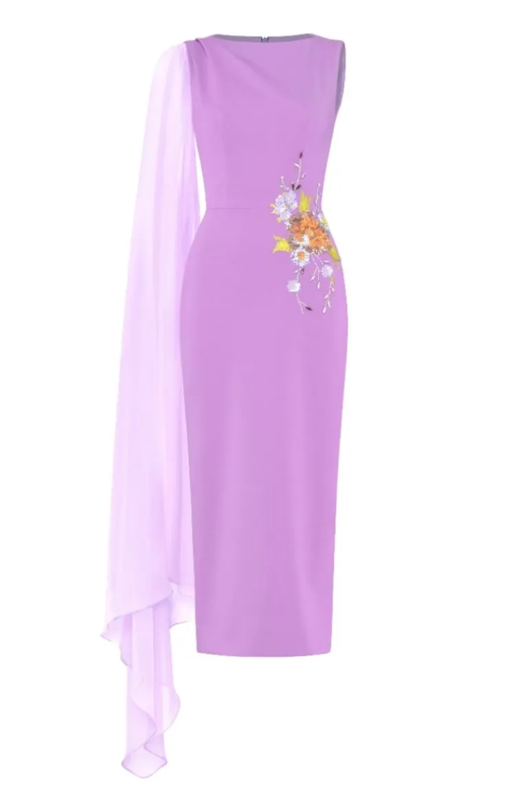 Dresses | Midi Dresses<CULT MIA CHARMIE EMBROIDERED PENCIL MIDI DRESS Violet