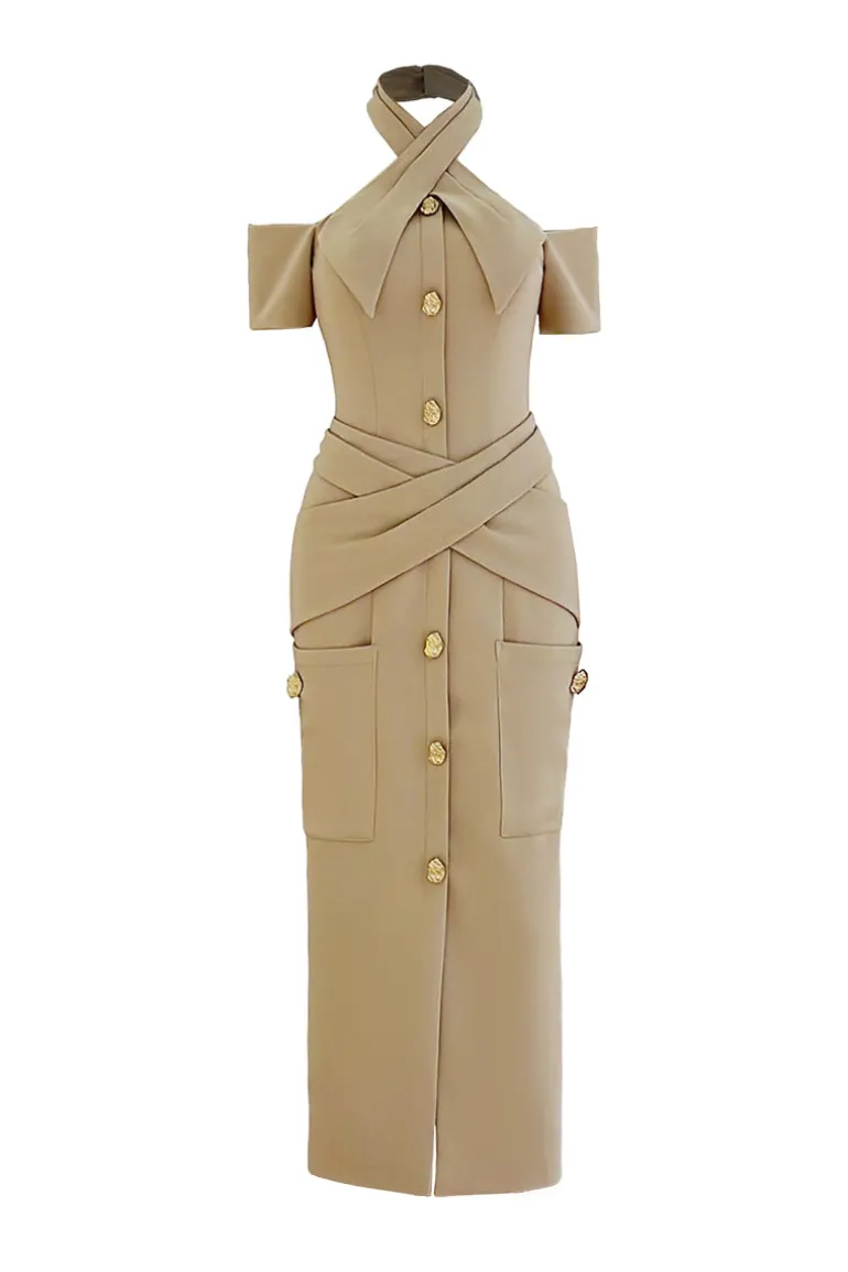 Dresses | Midi Dresses<CULT MIA CHARMING MIDI DRESS Beige