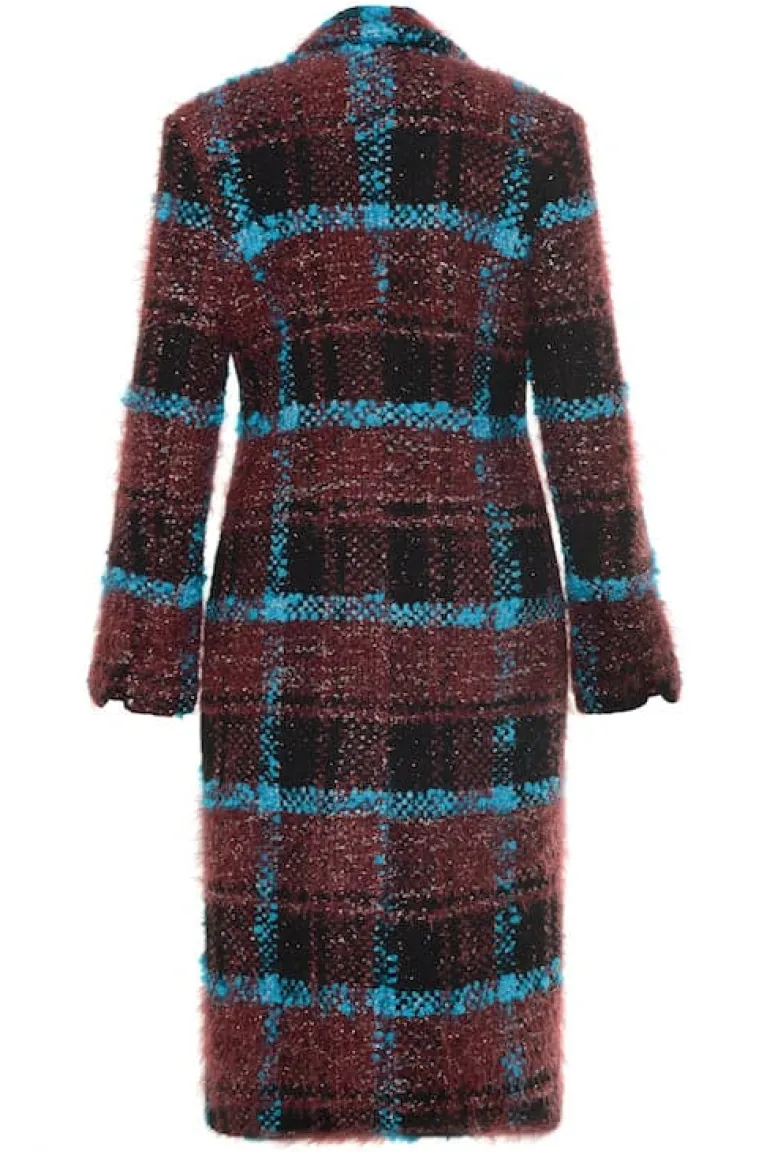 Coats<CULT MIA CHECKED WOOL AND MOHAIR-BLEND COAT