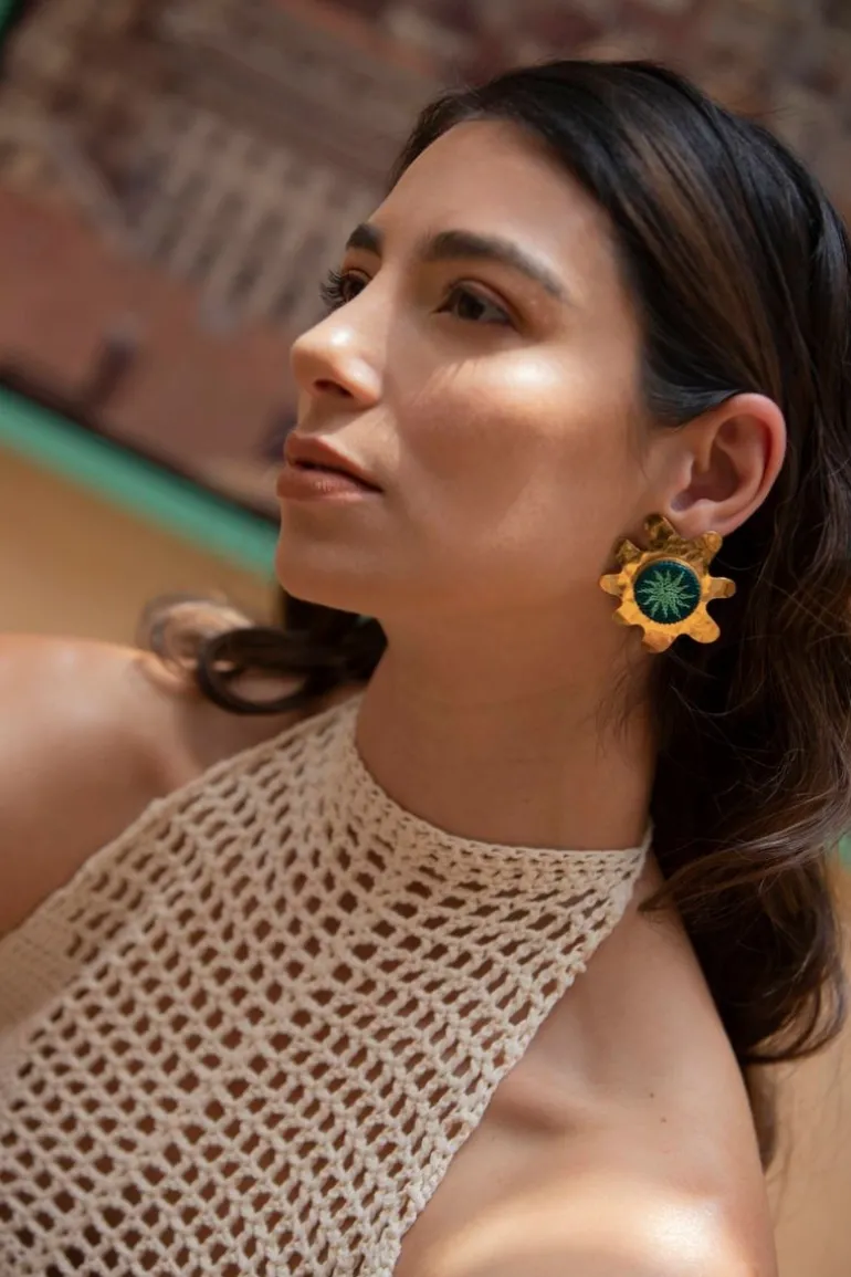 Earrings<CULT MIA CHIARA FORSET GREEN EARRINGS Forest Green, Mint
