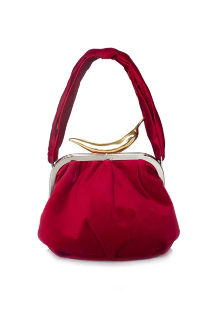 Shoulder Bags<CULT MIA CHILI ON RED VELVET BELLA HANDBAG Red & Gold