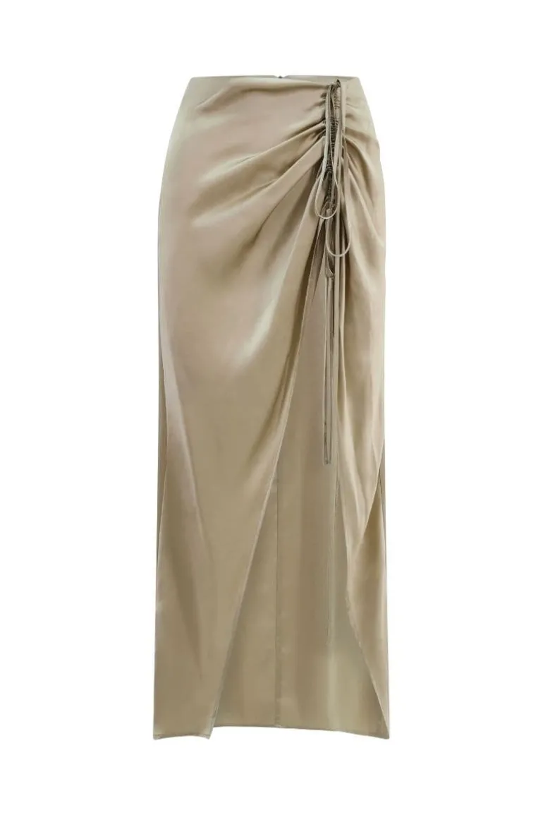 Skirts<CULT MIA CHINCHILLA SILK AMADI MAXI SKIRT Gold