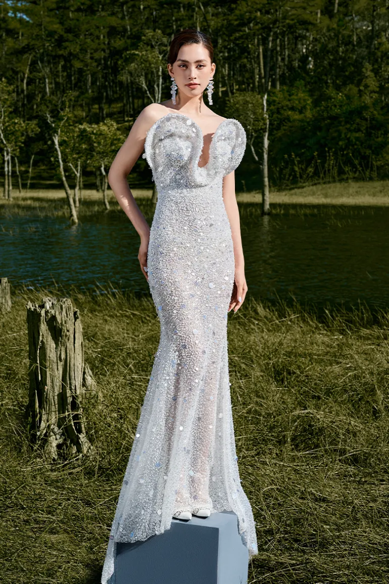 Dresses | Gowns<CULT MIA CHLOE OFF-SHOULDER BEADED MERMAID GOWN White