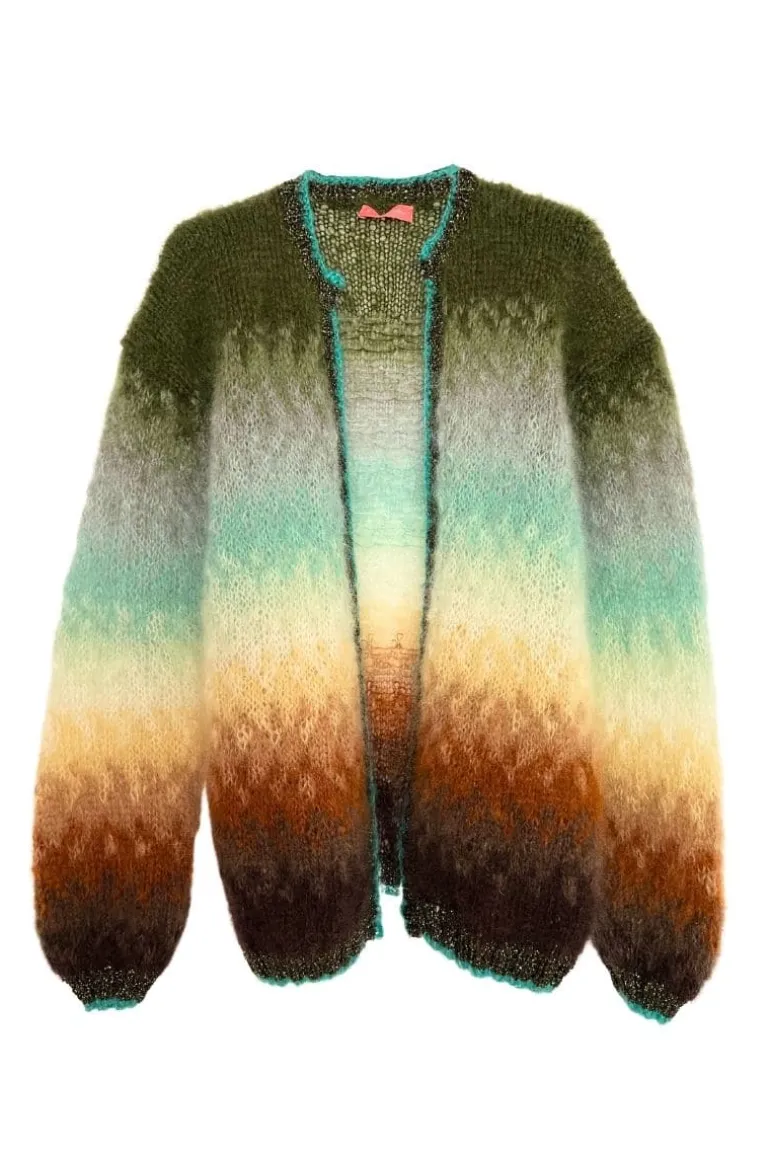 Knitwear<CULT MIA CHOCO AND KHAKI TIE&DYE MOHAIR GILET Choco/Khaki