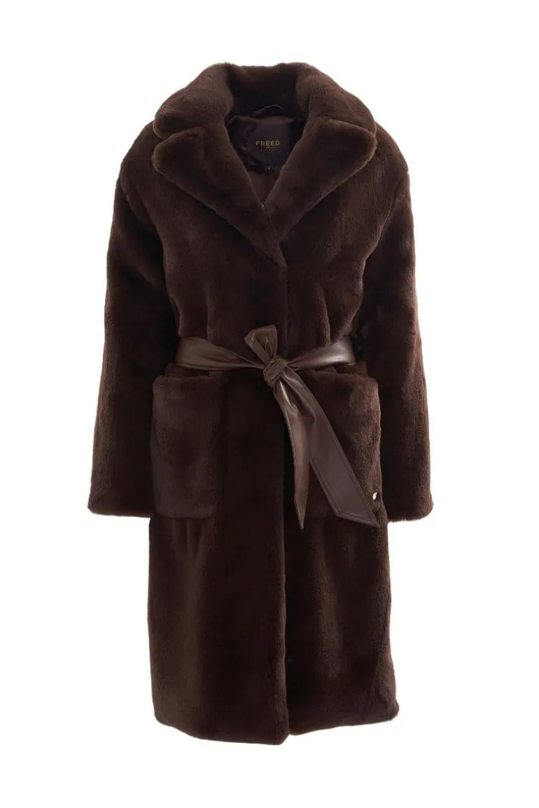 Coats<CULT MIA CHOCOLATE BROWN THE LILY FUR COAT Espresso