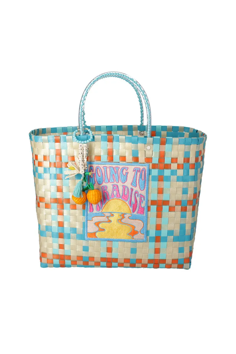 Top Handle Bags<CULT MIA CITRUS ZUNCHO MEDIUM TOTE BAG Aqua and Orange