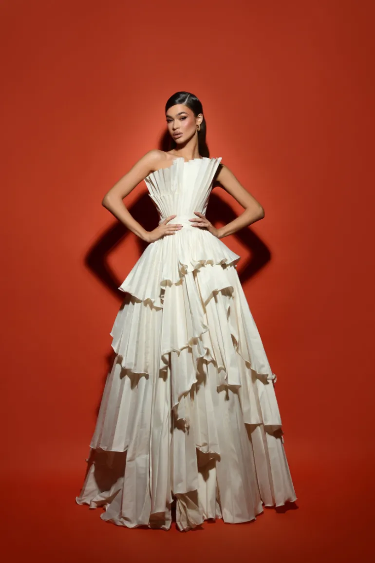 Dresses | Gowns<CULT MIA CLAIRE TIERED GOWN Vanilla
